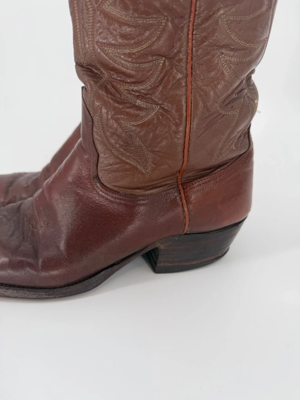 Vintage Nocona Brown Leather Western Cowboy Boots Size 9 D Made in USA Texas